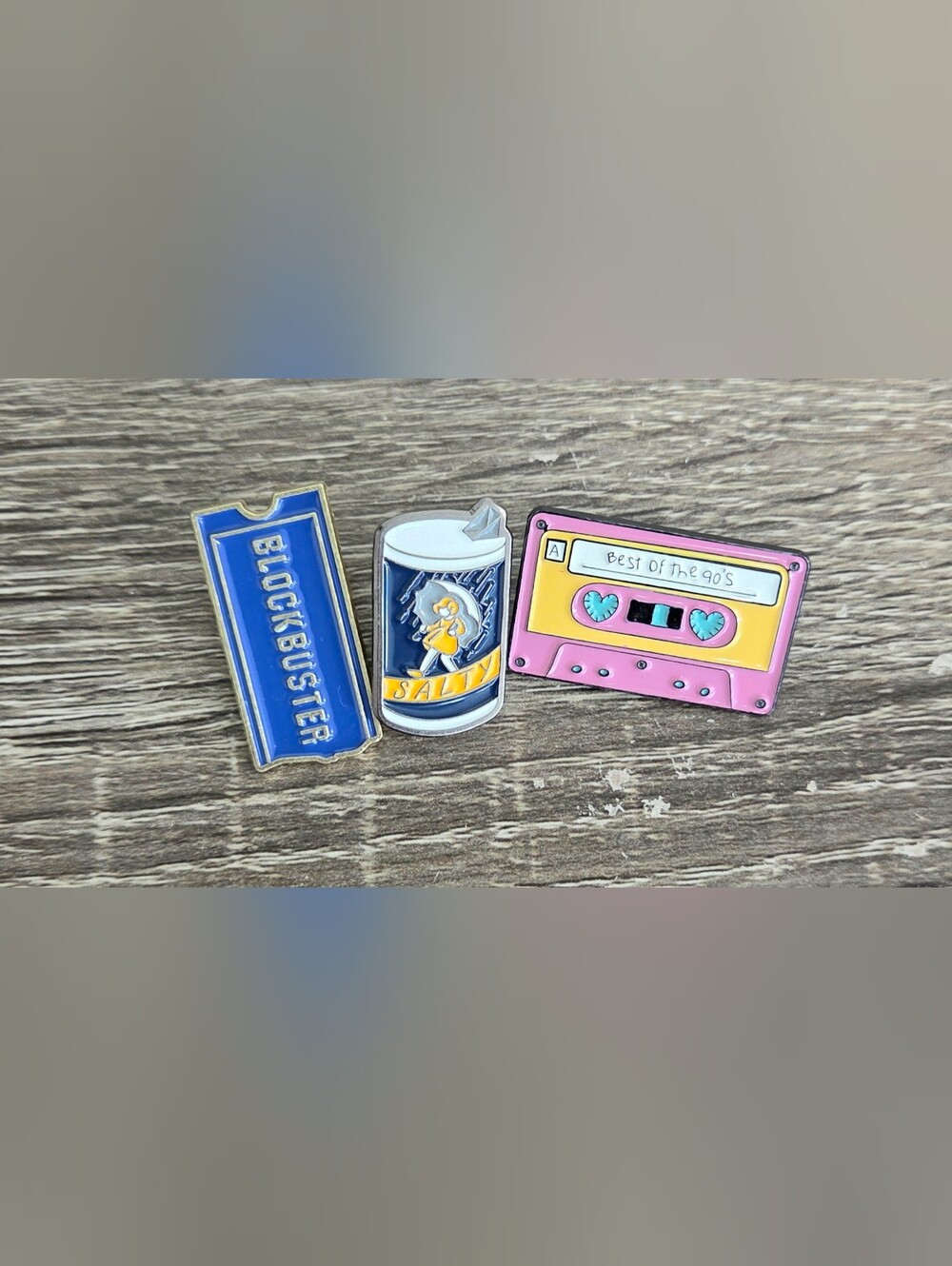 Lot of 3 Best Of The 90s Cassette Tape Enamel Pin Brooch Jewelry Accessories.